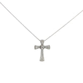 14k White Gold 1.00ct G VS2 Round Diamond Cross Necklace